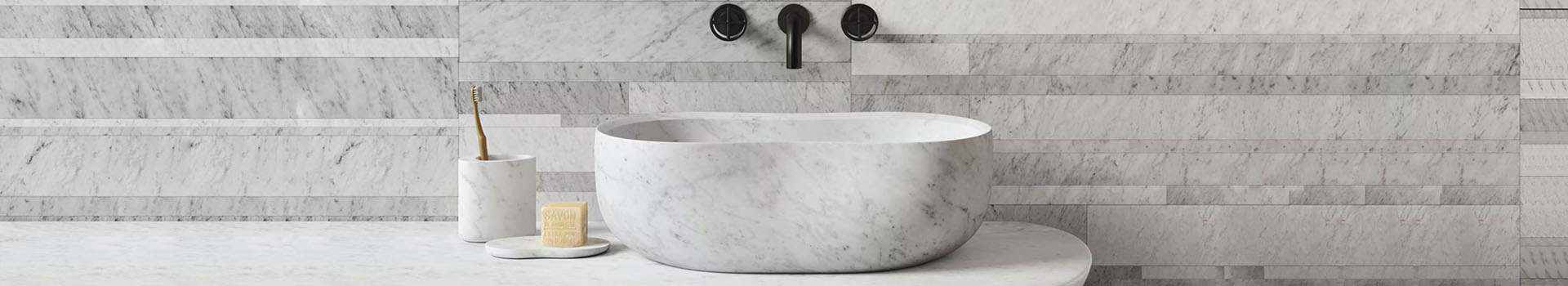 Rectangle Carrara White Marble Vessel Sinks