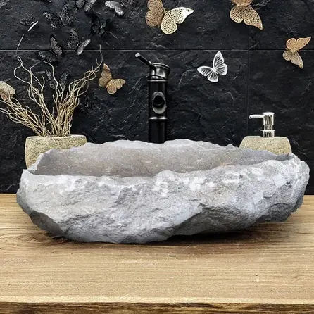 Rustic Natural Limestone Stone Vessel Sink