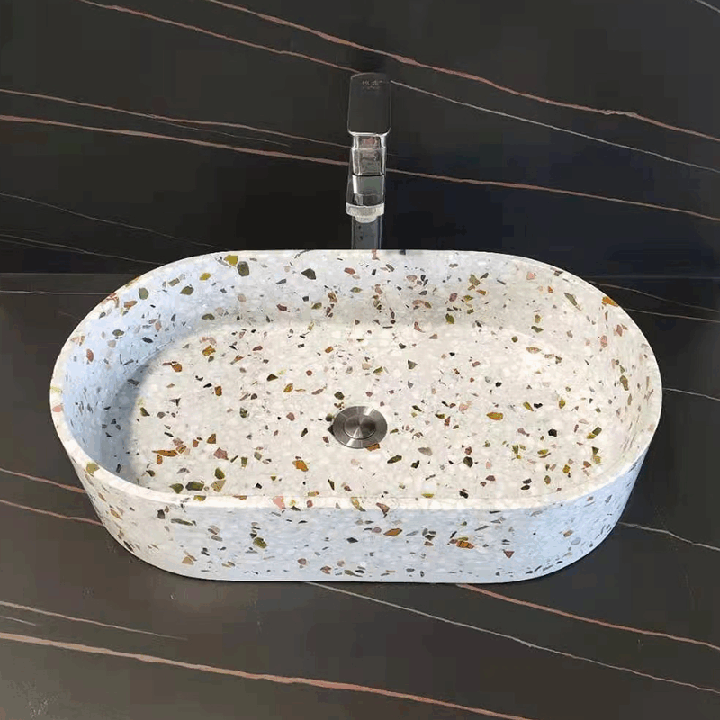 Artificial Terrazzo Bathroom Vessel Washing Sinks
