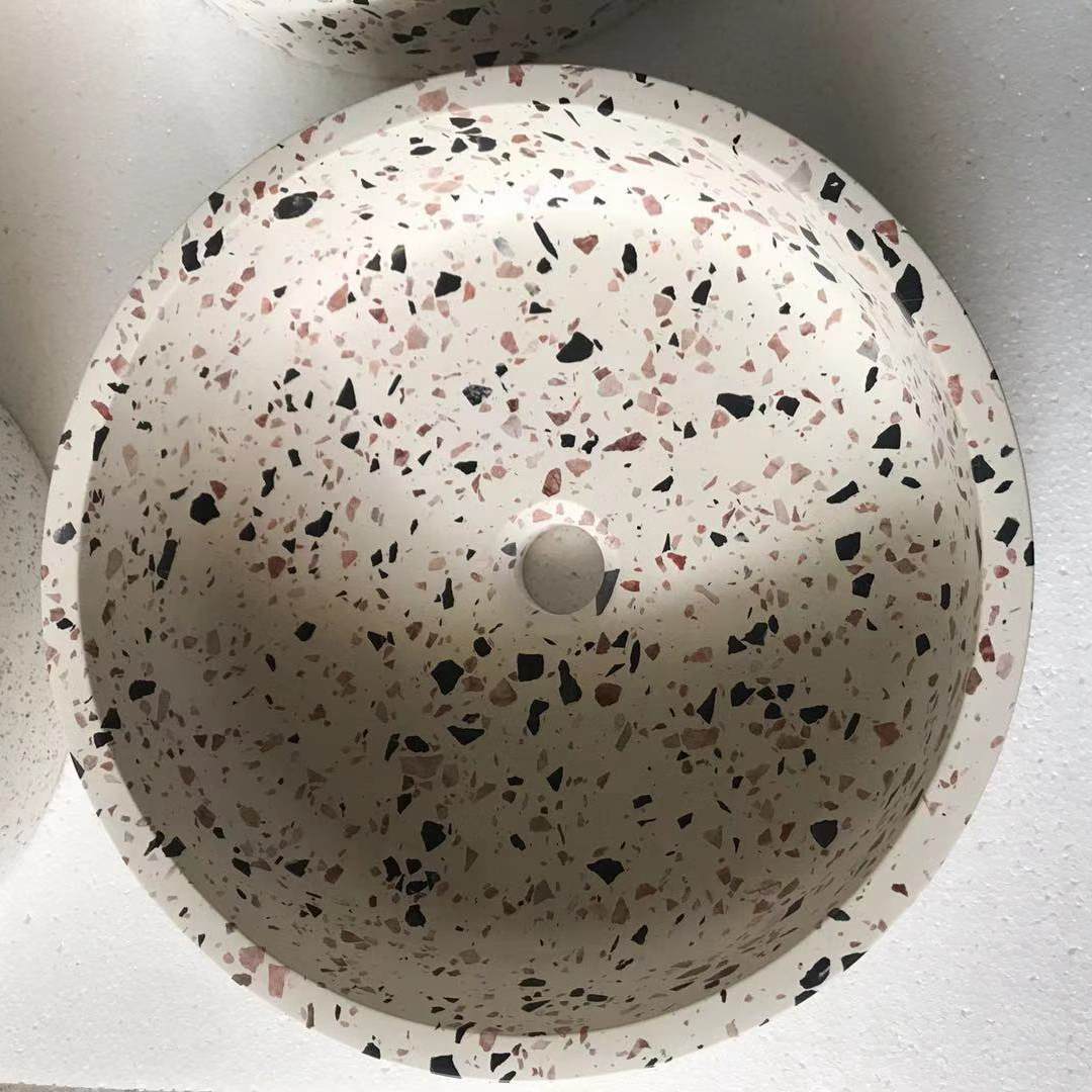 Bali Round Terrazzo Cement Bathroom Vanity Sinks