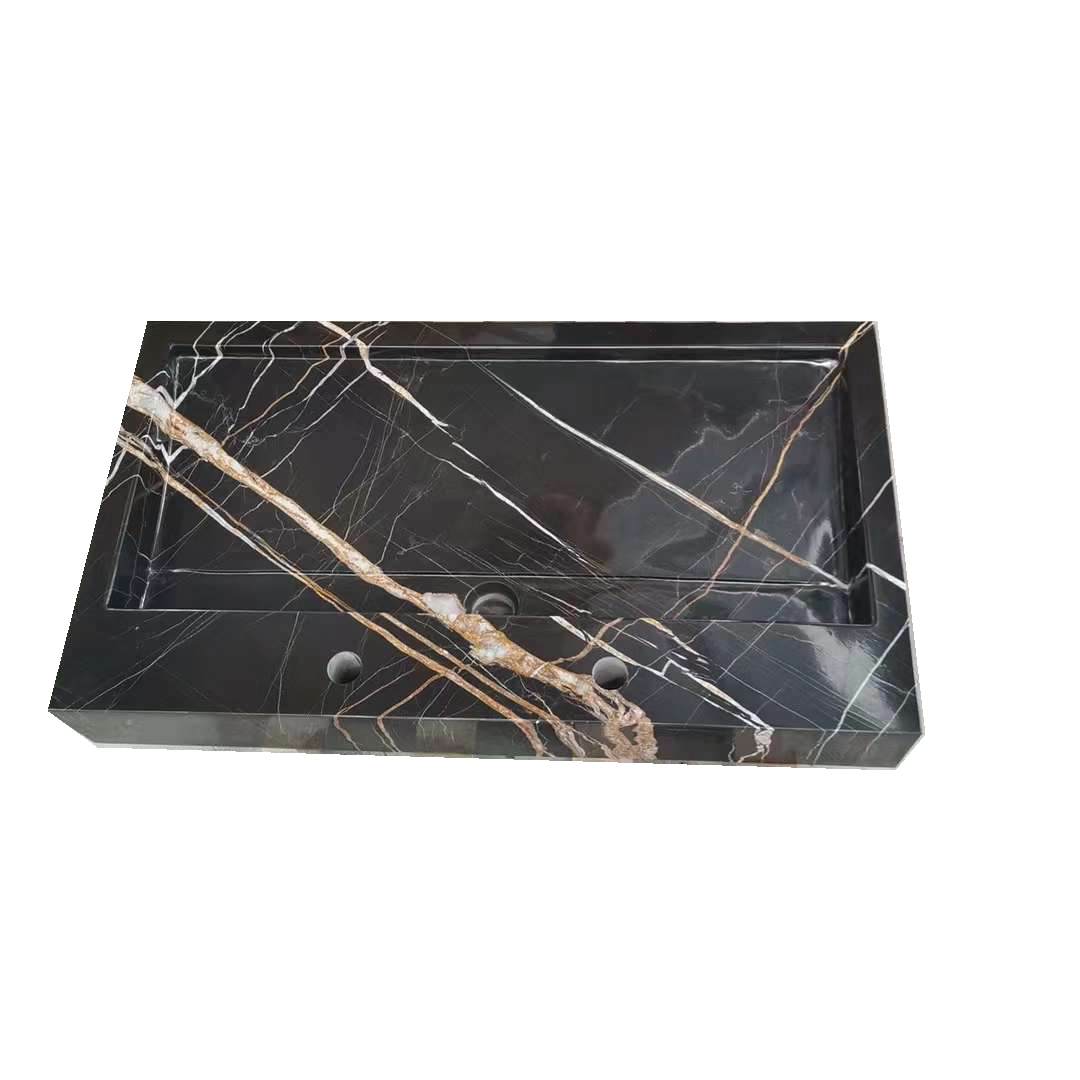 Rectangle Laurent Marquina Bathroom Vessel Sinks