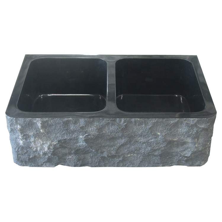 Chinese Black Granite Double Bowl Kitchen Sinks