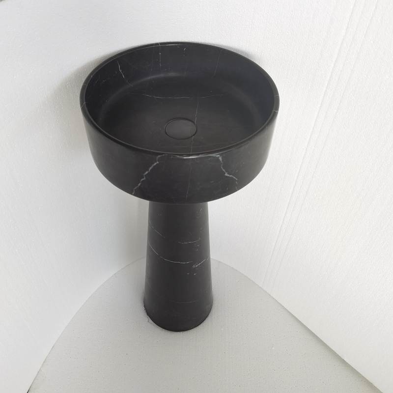 Nero Black Marquina Pedestal Sink Full Freestanding Sinks