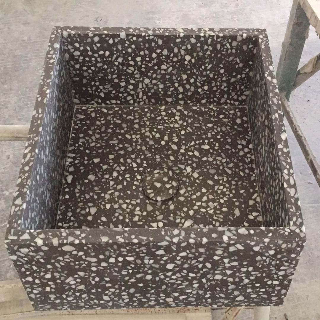 Black Cement Terrazzo Bathroom Vessel Sinks