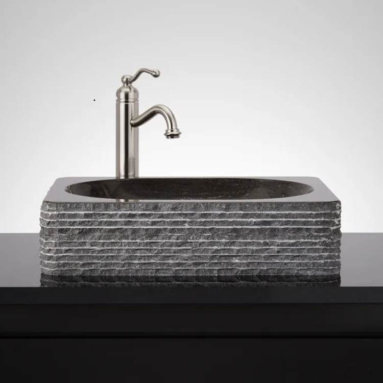 Black Limestone Bathroom Vessel Sinks