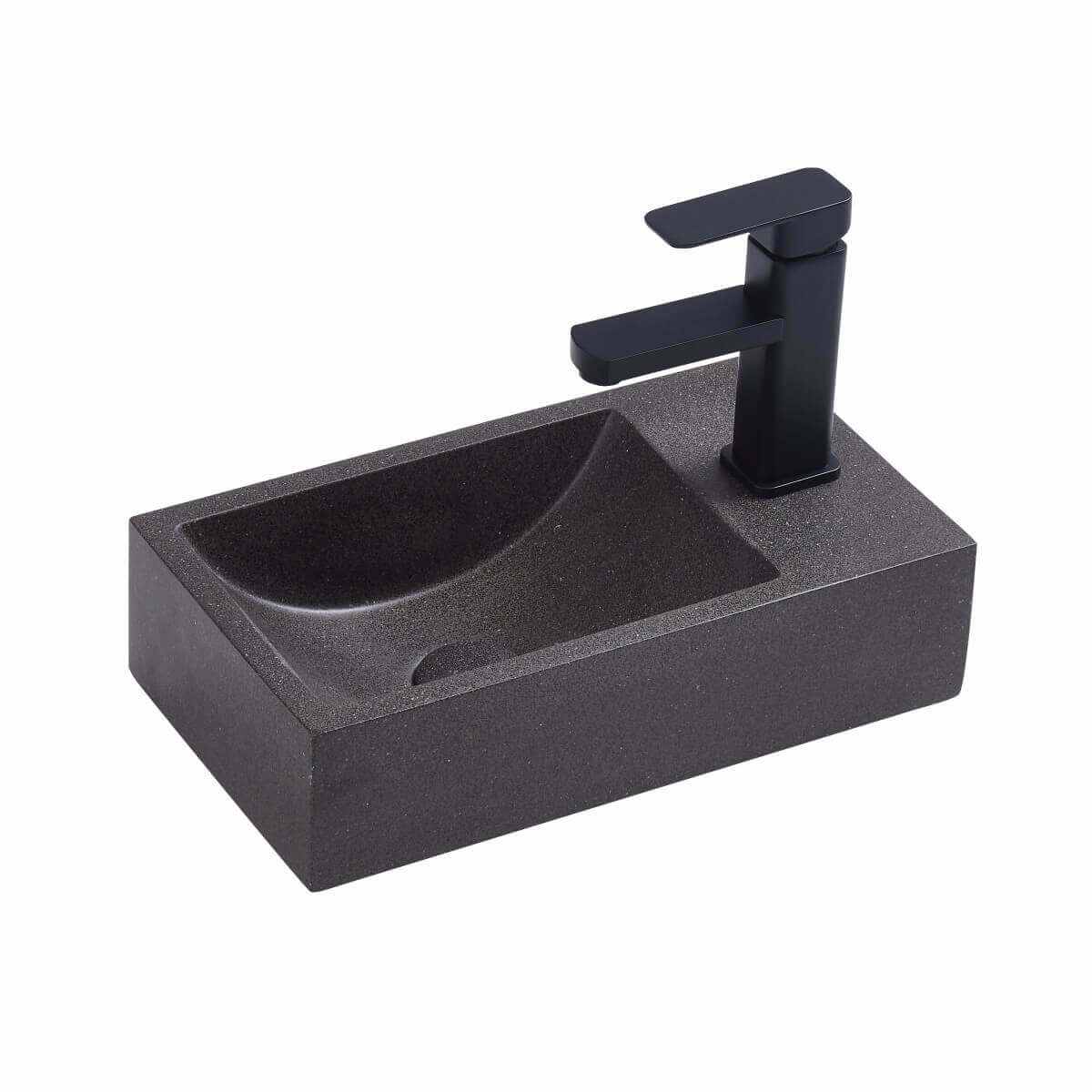 Black Sandstone Rectangle Bathroom Wall Hung Sinks