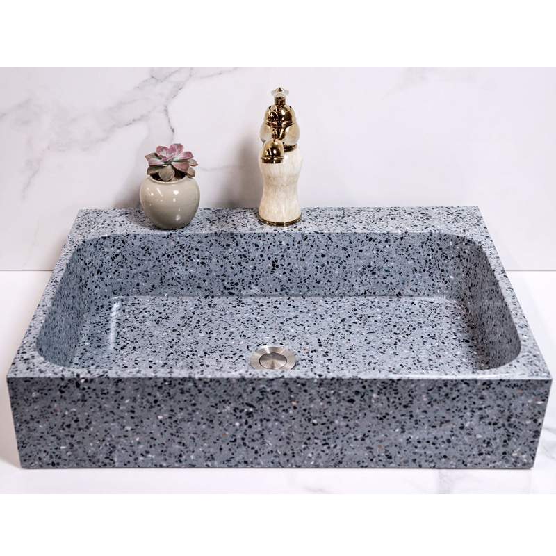 Grey Cement Square Terrazzo Bathroom Washing Sinks