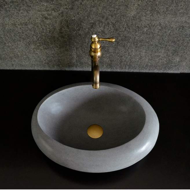 Gray Basalt Bathroom Oval Wash Bowl Basins