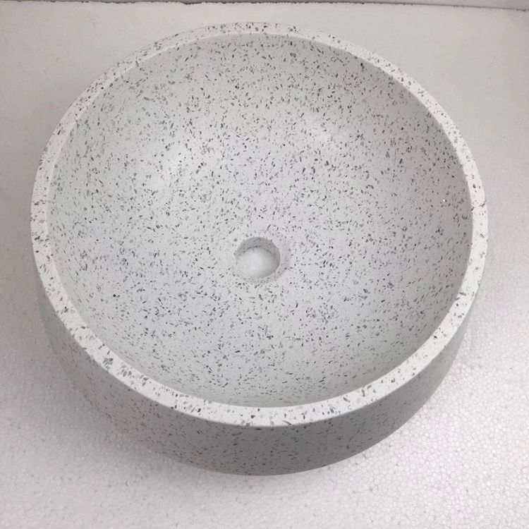 <b>White Terrazzo Round Bathroom Vessel Sinks</b>