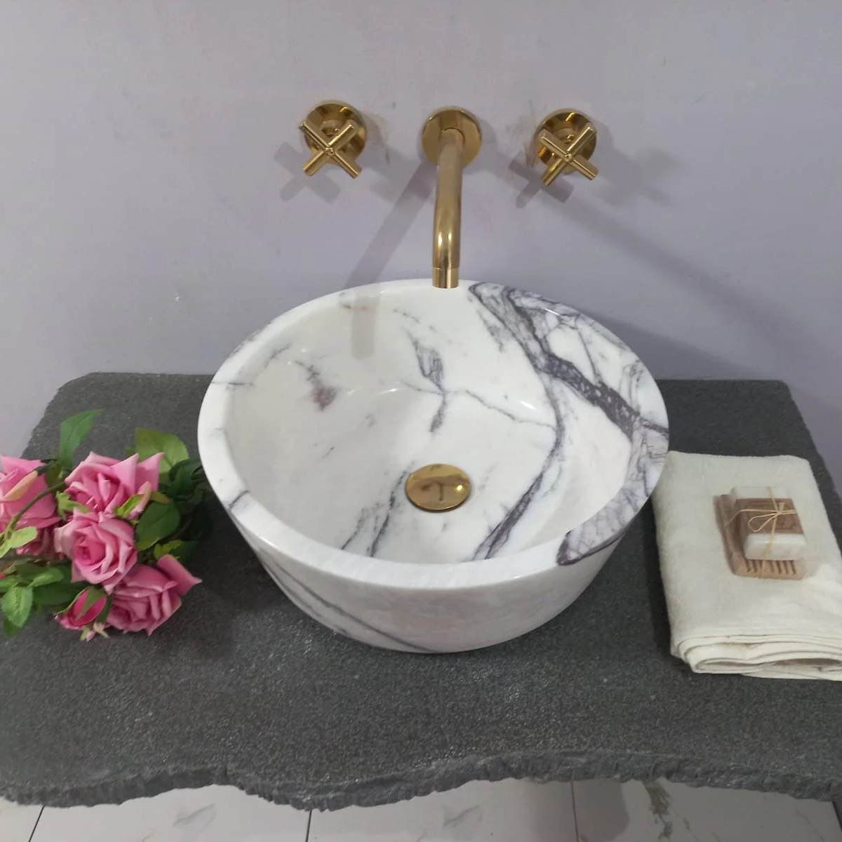 Calacatta Viola Marble Bathroom Wash Sinks