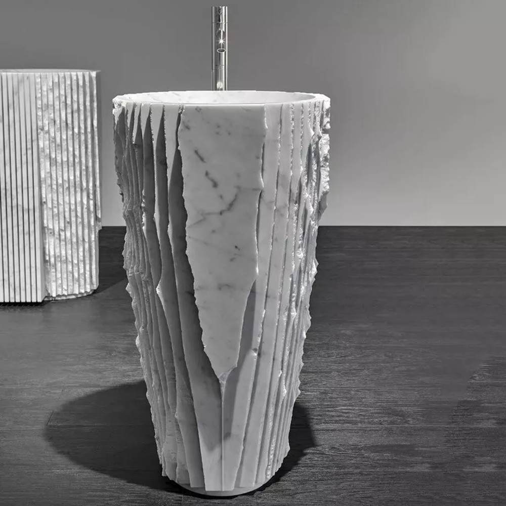 Modern Marble Pedestal Freestanding Sinks