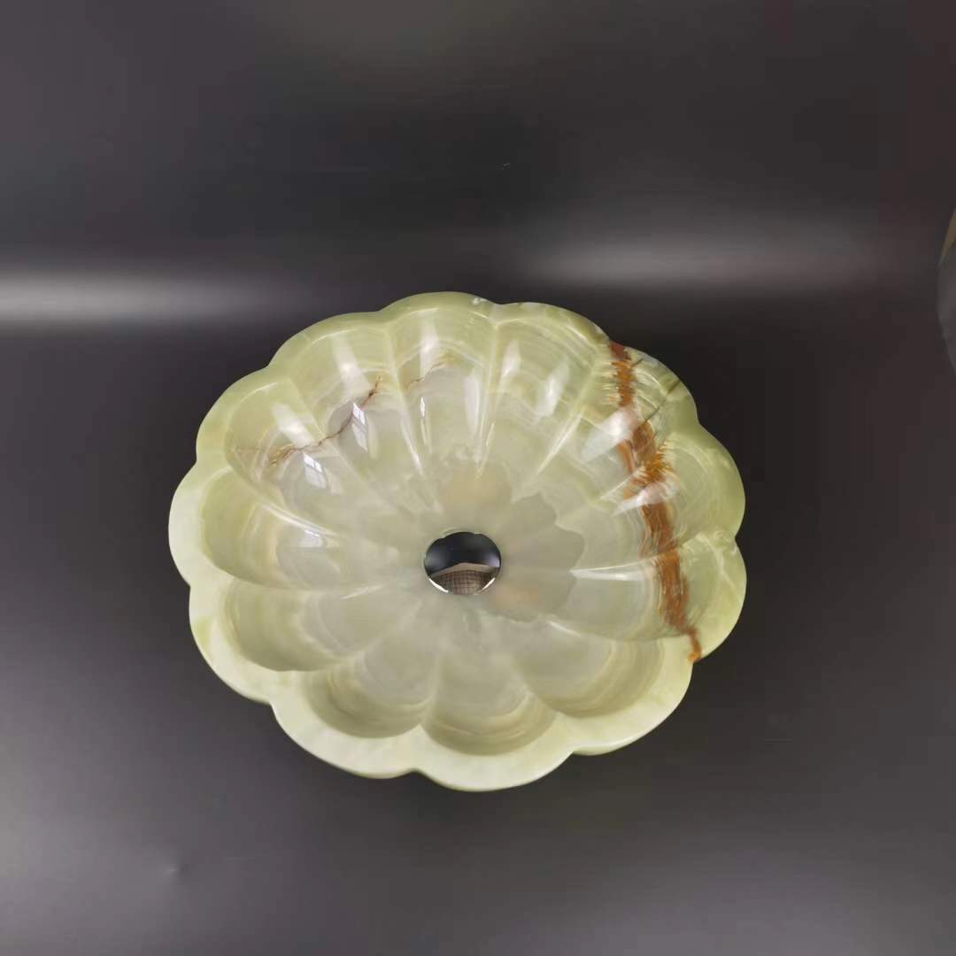 Flower Green Onyx Bathroom Vessel Wash Sinks