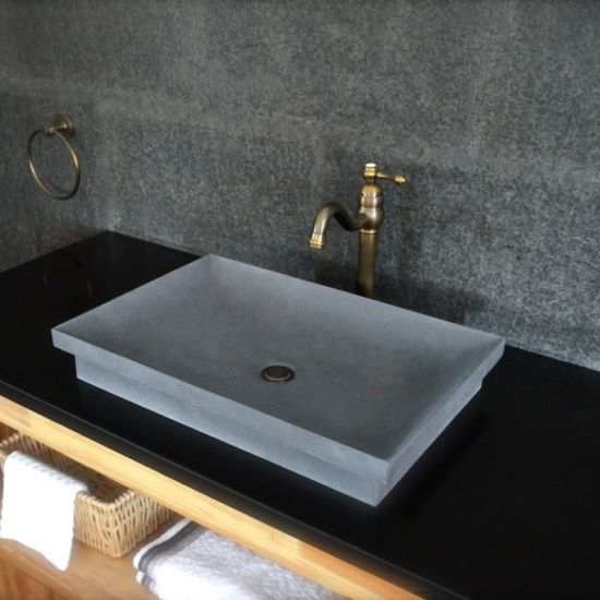 Gray Basalt Bathroom Rectangle Vanity Washing Sinks