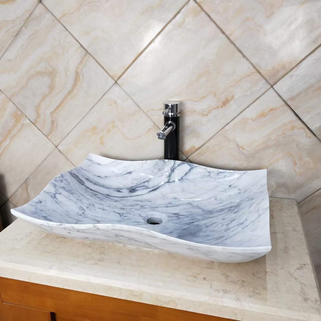 <b>Italy Statuario White Marble Countertop Sink</b>