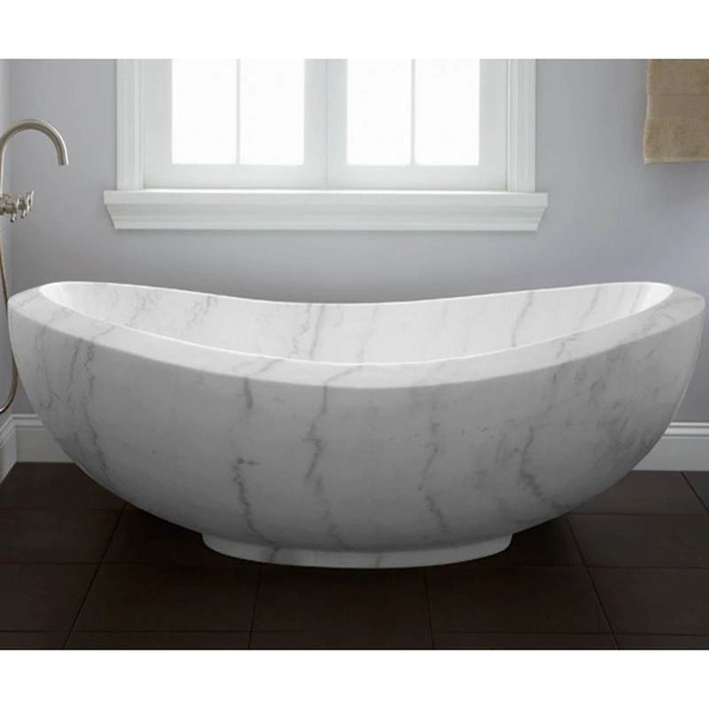 Guangxi White Marble Freestanding Bathtub