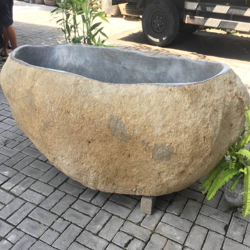 Bali River Rock Stone Freestanding Soaking Bathtub