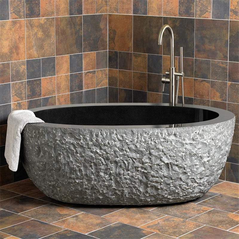 Black Granite Bathroom Corner Freestanding Bathtub