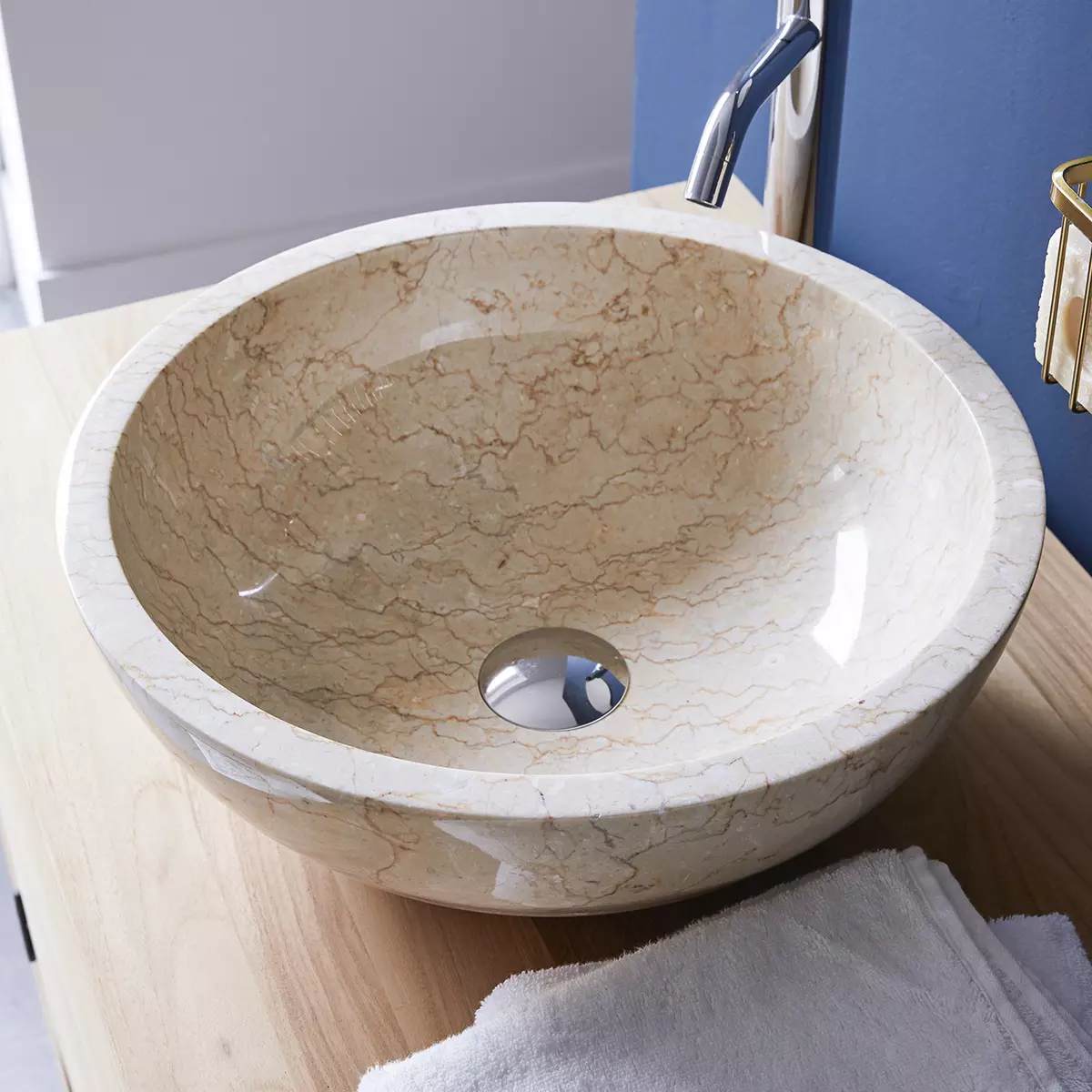 Cream Marble Bathroom Countertop Wash Basins