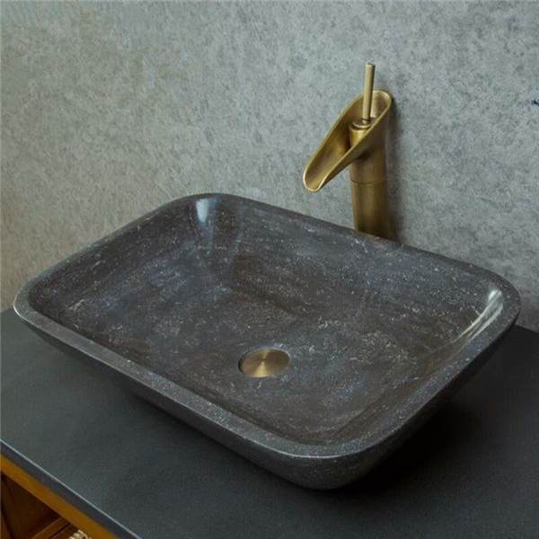 Rectangle Blue Limestone Bathroom Washing Basin