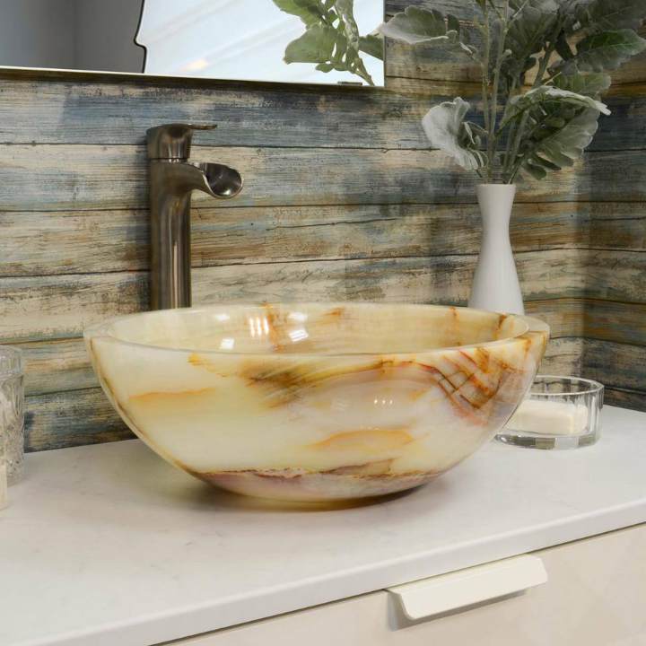 Round Light Green Onyx Bathroom Wash Sinks