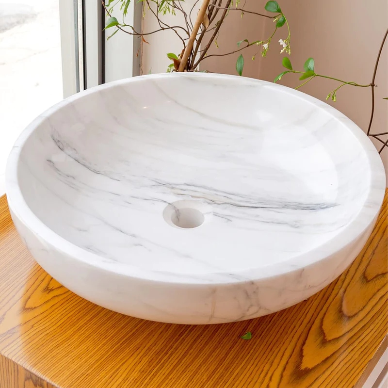 Calacatta White Marble Bathroom Polished Vanity Sinks