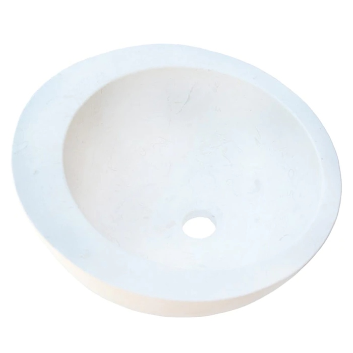 Natural White Limestone Oval Bathroom Vessel Sinks