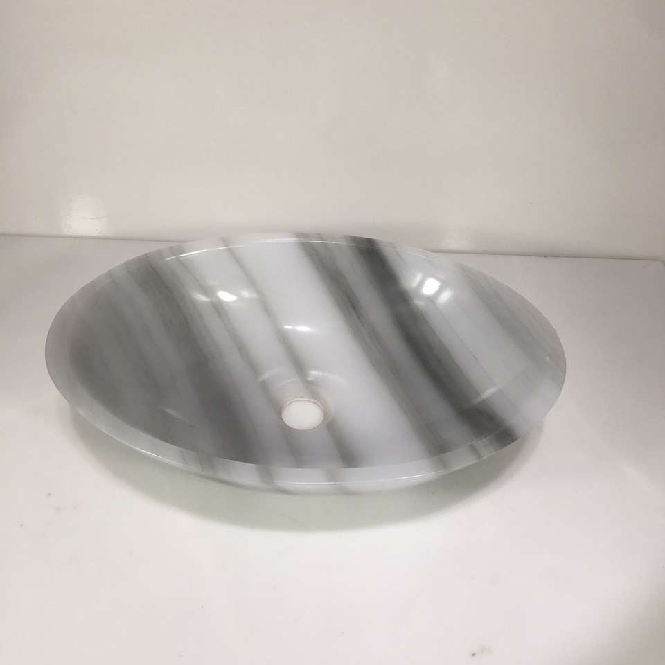 Oval Marmara White Marble Bathroom Vessel Sinks