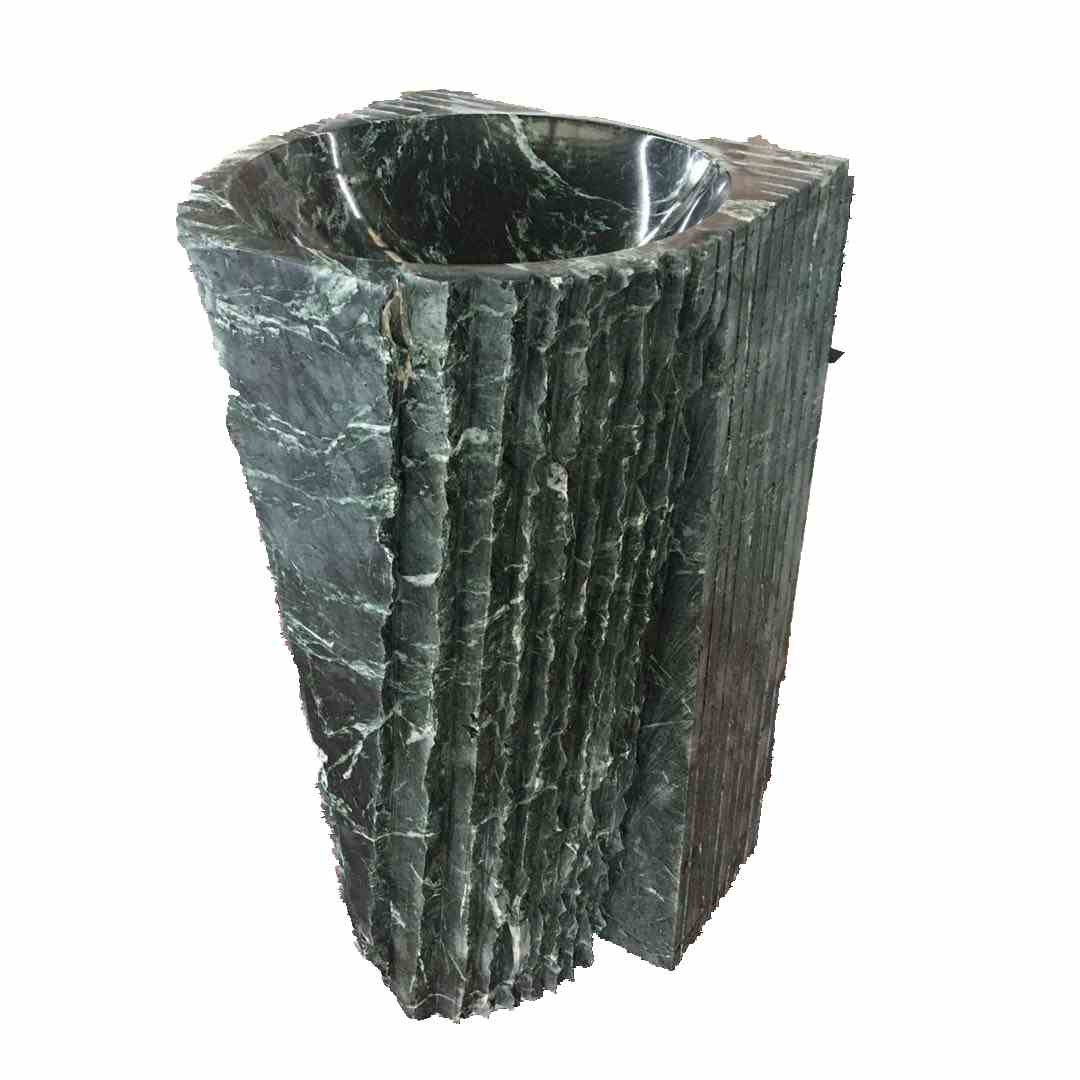 Hermes Grey Marble Pedestal Corner Wash Sinks Bowl