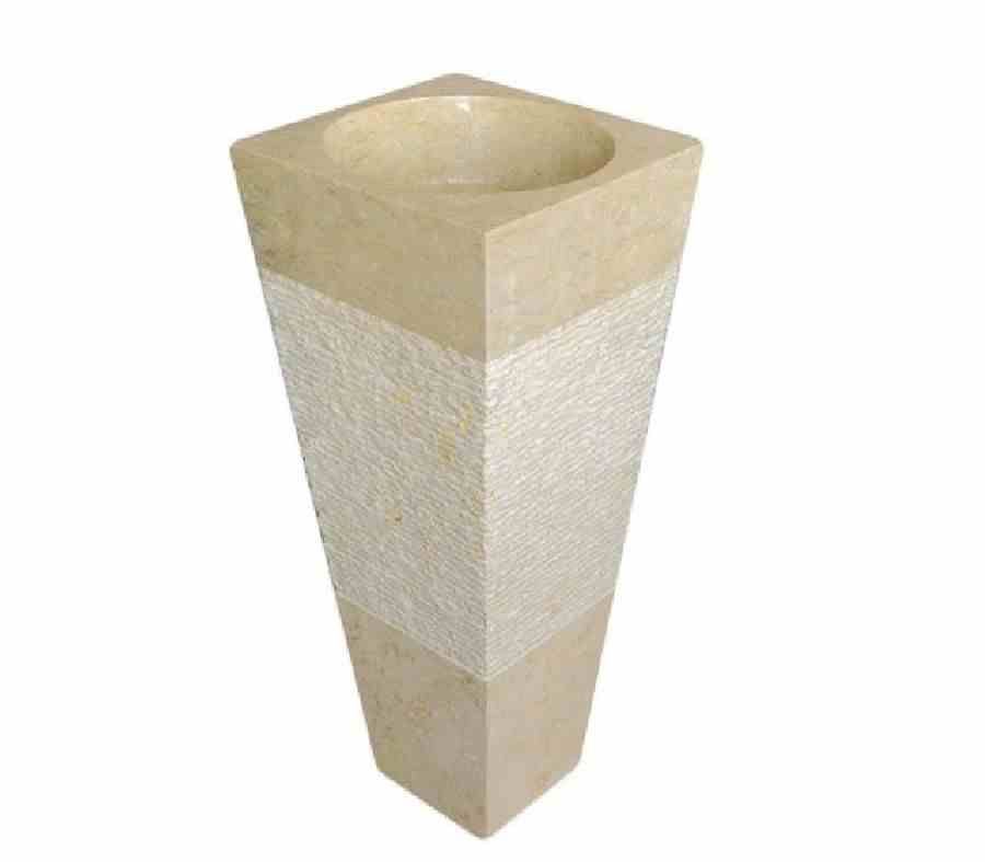 Travertine Cream Marble Pedestal Corner Wash Sinks