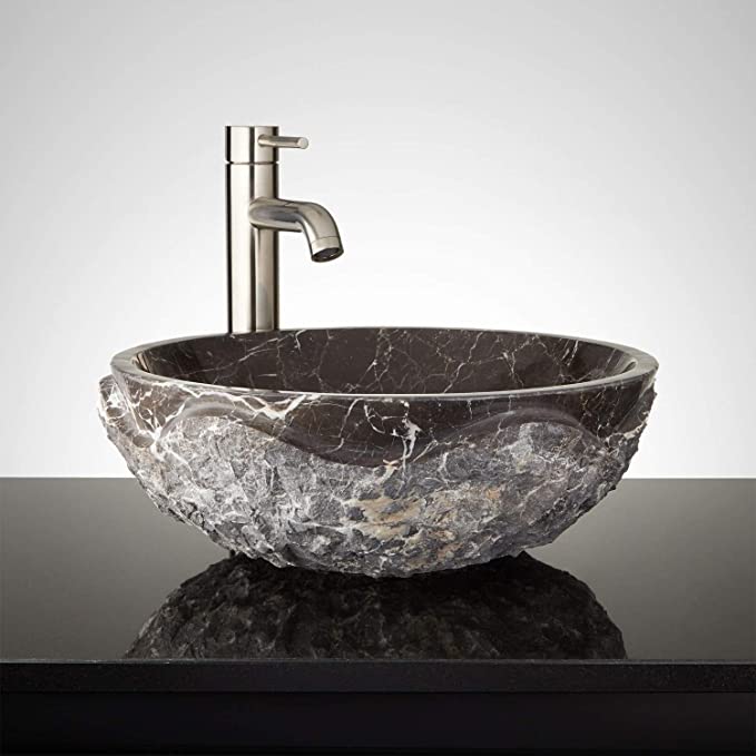 18＂ Round Chiseled Marble Vessel Sink