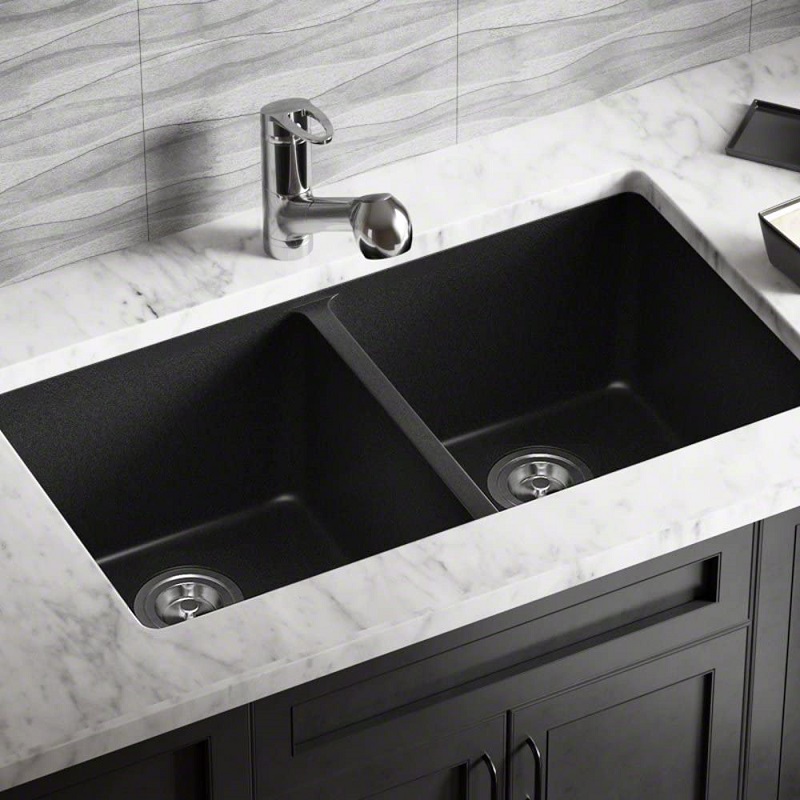 Double Bowl Granite Bathroom Sink Vessel Vanities Kitchen Sink