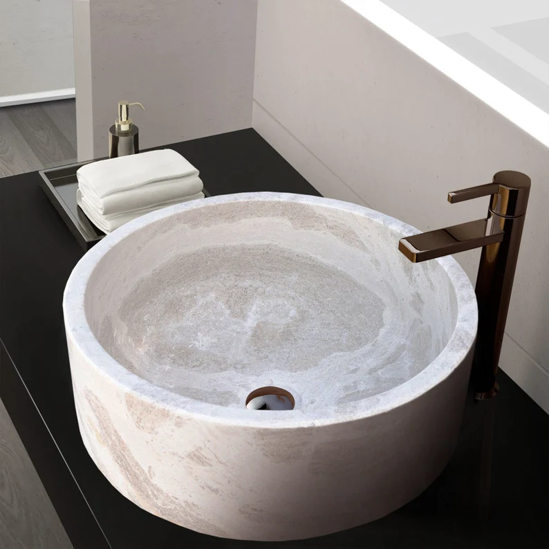 White Limestone Vessel Sink